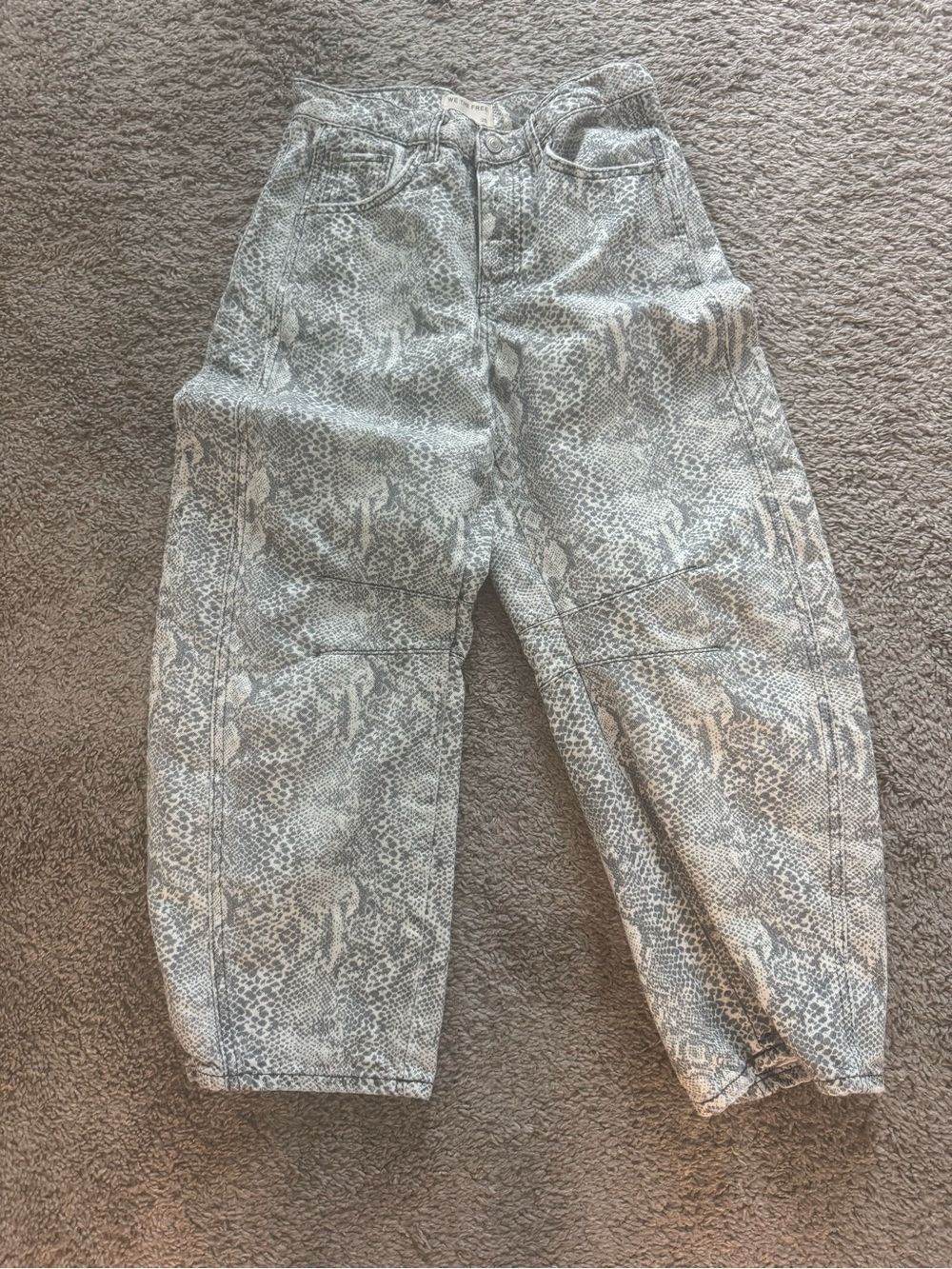 Free people printed barrel jeans
